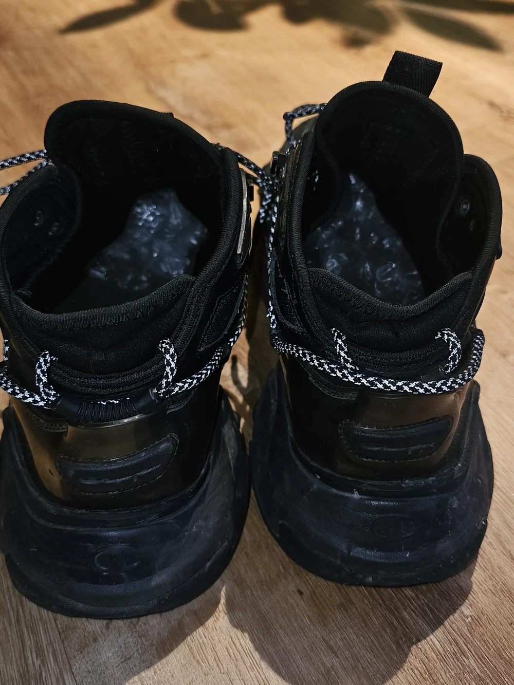 Champion Black Low-Top Chunky Sneakers with Black/White Laces - Picture 4 of 6